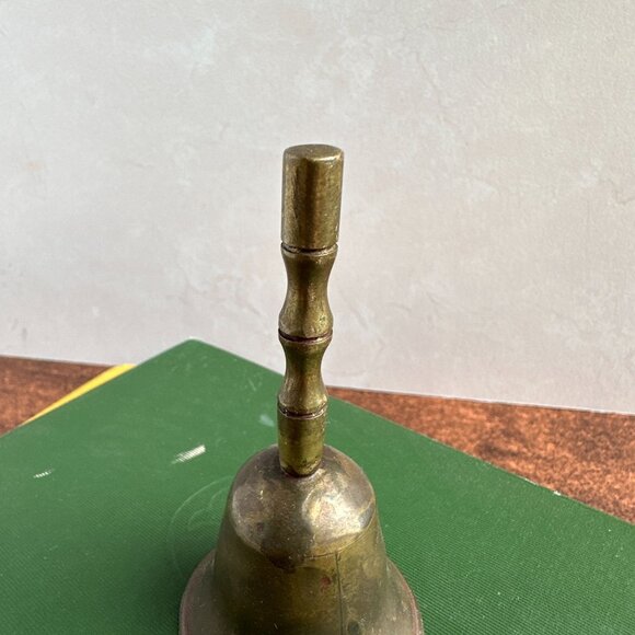 Small Vintage Brass Bell With Bamboo Texture Handle 3.5" X 1.75" Home Decor - Picture 5 of 8